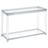Coaster Anne Sofa Table with Lower Shelf Chrome and Clear Model 720749